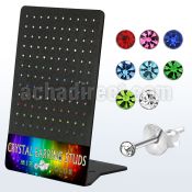 br007 silver earstud w 1 5mm crystal tops in assorted colors