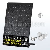 br960 silver earstuds with 1 5mm round clear crystal top