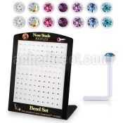 brac26 display w 120 bio  flex nose studs 2 2.5mm crystals