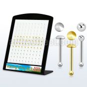 brbmx1 silver nose bone w ball flat 18k gold plated disc top