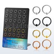brcrt3 board w anodized steel ball closure rings 16g w 3mm ball