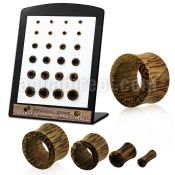 brdpwb display w 24 of coconut wood double flare flesh tunnels