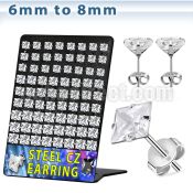 bresqz 36 pcs stainless steel earring stud with clear prong cz