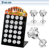 bresz9 stainless steel earring stud with 3 5mm prong cz stone