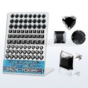 brmshb silver earring stud with prong set assorted shaped cz