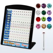 brnbbt silver nose bone w round birthstone colored crystal top