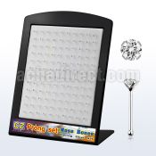 brnbczc silver nose bone with 2mm prong round clear cz stone