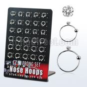 brnhm19 board silver noose hoops w 2mm prong set clear cz stone