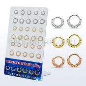 brnhm55 board w 30 plated silver septum seamless ring w beads