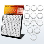 brnhmx18 display w 96 pcs. of assorted silver fake septum rings