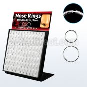 brnhmx6 display of 925 sterling silver seamless nose hoops