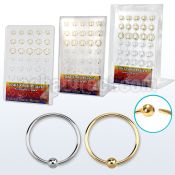 brnhp13 board of silver gold silver noose hoops with ball