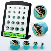 brpg171 board of blue acrylic double flare logo plug w raccoon