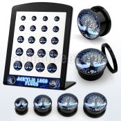 brpg185 display w acrylic plug w a tree of life in the dawn logo