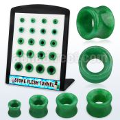 brpg191 display w of double flared green jade stone flesh tunnel