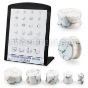 brpg221 white howlite stone double flare plugs 24pcs