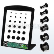 brpg77 board of black anodized steel flesh tunnel with o ring