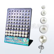 brprm sterling silver earring stud with faux pearl top