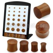 brpwt display with 24 pcs of teak wood double flared plug