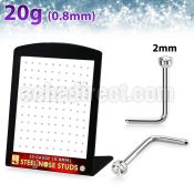 brs133c 316l steel nose studs round clear crystal tops