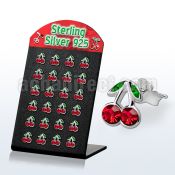 brschfb sterling silver earring stud with crystal cherry top