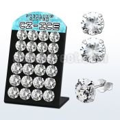 brscz11 sterling silver ear stud with prong set cz stone