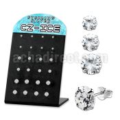 brsczs sterling silver ear stud w small round clear prong cz