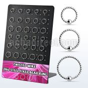 brsel14 board w 30 steel fixed bead ring w twisted wire design