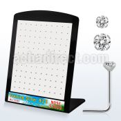 brspmc silver nose stud with prong set clear crystal top