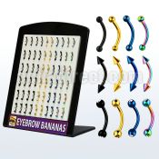 brte anodized 316l steel eyebrow banana w cone bezel ball