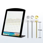 brymx1 silver nose stud w ball flat disc 18k gold plated top