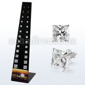 brzmsq large triangle display of clear prong cz ear stud
