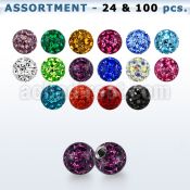 bulk w 3mm multi crystal ball 18g resin cover