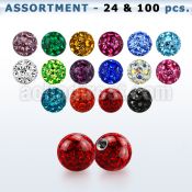 bulk w 4mm multi crystal ball 18g resin cover