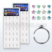 bxnr5 display w steel clip on nose rings mixed tops w opals