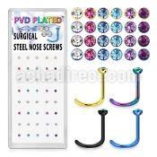 bxns10 anodized 316l steel nose screw with colored crystal top