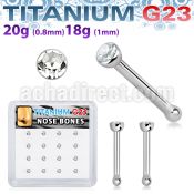 bxunb1 titanium g23 nose bone with bezel clear crystal top