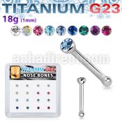 bxunb2 titanium g23 nose bone with bezel colored crystal top