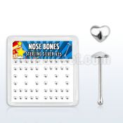 bxvhr box w silver nose bones with plain heart shaped tops