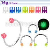 cbegldil xxl steel circular barbell 16g 3mm glow in the dark dice