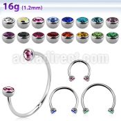 cbehjb3l xxl steel circular barbell, 16g w 3mm half jewel balls
