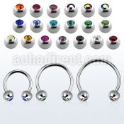cbejb5l xxl steel circular barbell, 16g w 5mm jewel balls