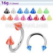 cbenck 316l steel circular barbell with acrylic checkered cone