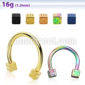 cbetdi25 anodized 316l steel circular barbell with 2 5mm dices