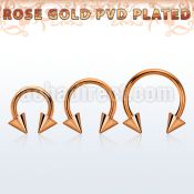 cbettcn4 rose gold pvd plated steel circular barbell w 4mm cones
