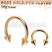 cbettcn rose gold plated 316l steel circular barbell w 3mm cones