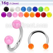 cbeuvb 316l steel circular barbell with acrylic uv ball