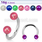 cbeuvbab 316l steel circular barbell w 3mm ab coated acrylic ball