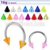 cbeuvcn 316l steel circular barbell with acrylic uv cone