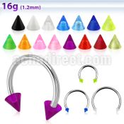 cbeuvcnl xxl steel circular barbell, 16g w 3mm uv cones